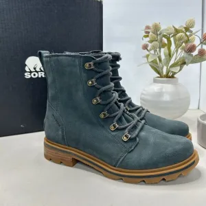 Sorel Lennox Suede Lace Lug Sole Waterproof Boot Dark Moss, Gum 2 Women 10.5 NWB