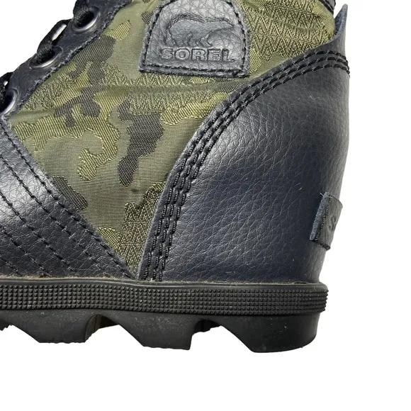 SOREL Lexie Youth Camo Camouflage Wedge Lace Up Boots Green Size 1