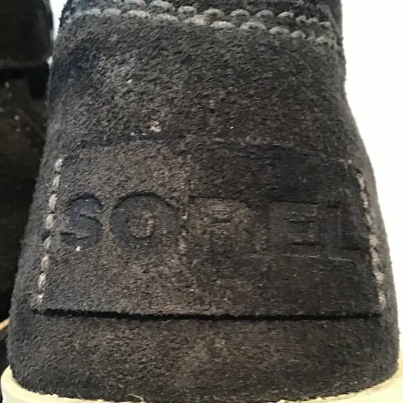 Sorel Meadow Lace Premium Black Suede Winter Boots  Size 9