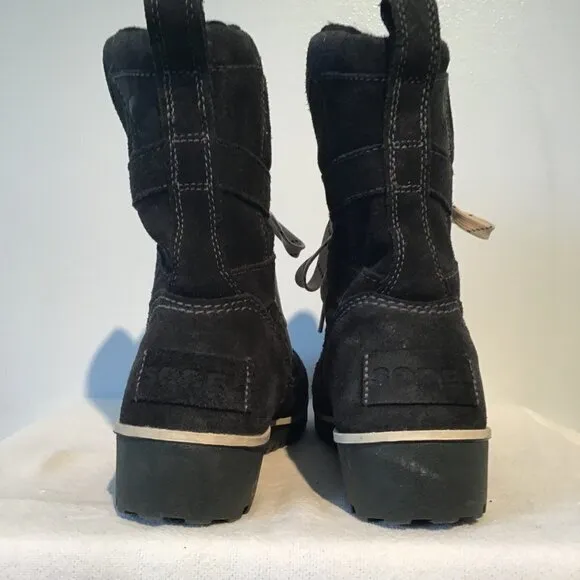 Sorel Meadow Lace Premium Black Suede Winter Boots  Size 9