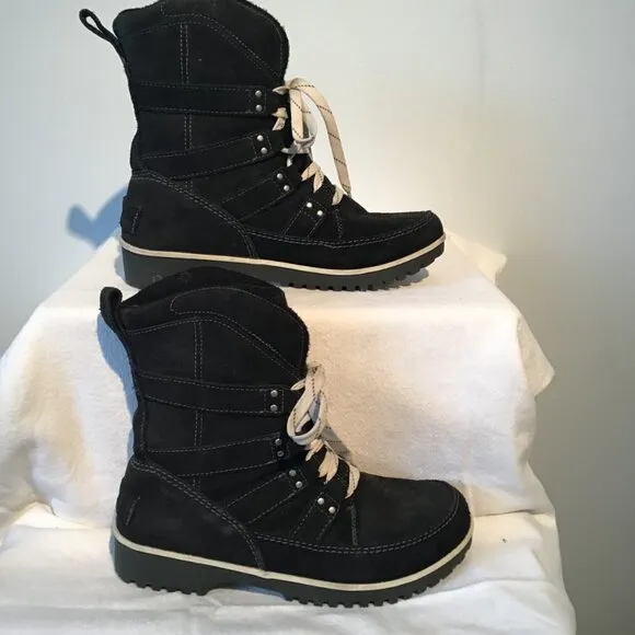 Sorel Meadow Lace Premium Black Suede Winter Boots  Size 9