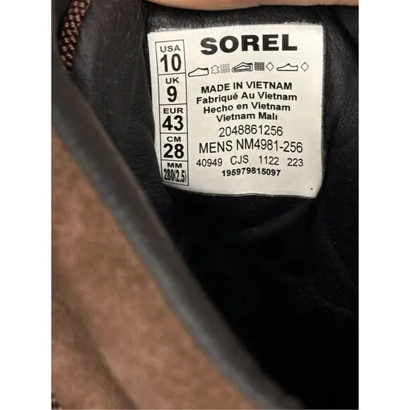 Sorel Men's Lace Up Ankeny II Waterproof Hiker Boots Brown Sz 10