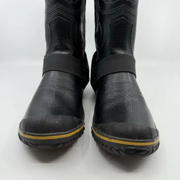 SOREL Slimwestern Women 8.5 Boots Waterproof Black Pilsner Western Harness