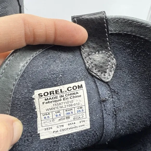 SOREL Slimwestern Women 8.5 Boots Waterproof Black Pilsner Western Harness