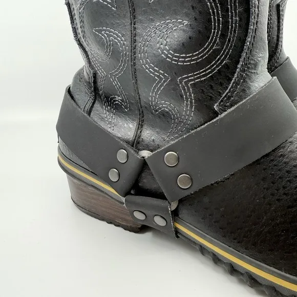 SOREL Slimwestern Women 8.5 Boots Waterproof Black Pilsner Western Harness