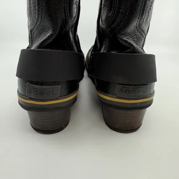 SOREL Slimwestern Women 8.5 Boots Waterproof Black Pilsner Western Harness