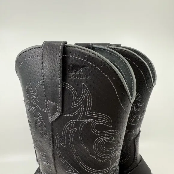 SOREL Slimwestern Women 8.5 Boots Waterproof Black Pilsner Western Harness