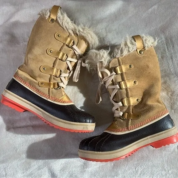 Sorel Tan Fur Waterproof Winter Boots Size 3