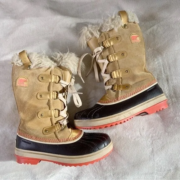 Sorel Tan Fur Waterproof Winter Boots Size 3