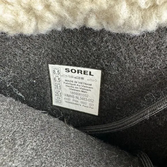 Sorel Winter Carnival Quarry Gray Waterproof Lace-Up Boots Women’s Size 8.5 US