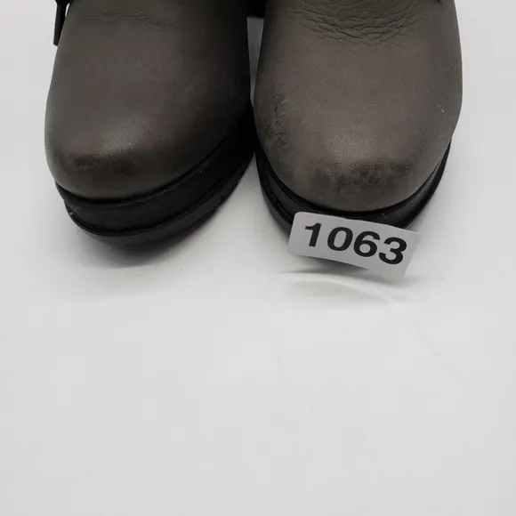 Sorel women US 7 quarry gray leather MARGO boots lace up block heel NL3053-042