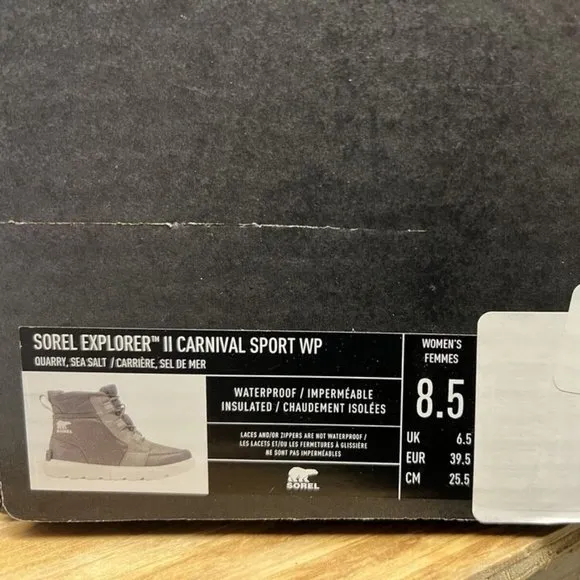 Sorel Women's Explorer II Carnival Waterproof Boots Gray, Size 8.5 M