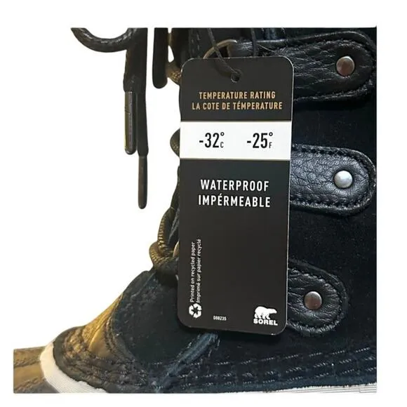 SOREL Women's Joan Of Arctic Black, Quarry WP Snow Boots Size 5.5