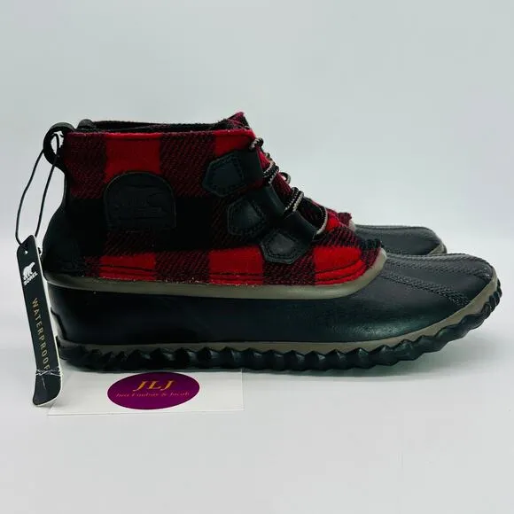 Sorel Women's Out N About Plus Buffalo Plaid Ankle Boots NL2544-011 Size 7
