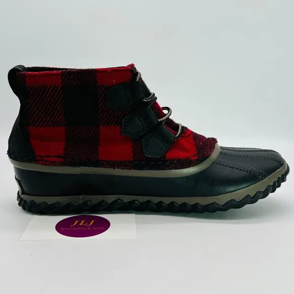 Sorel Women's Out N About Plus Buffalo Plaid Ankle Boots NL2544-011 Size 7