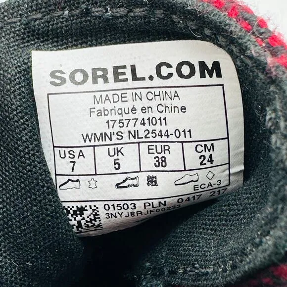 Sorel Women's Out N About Plus Buffalo Plaid Ankle Boots NL2544-011 Size 7