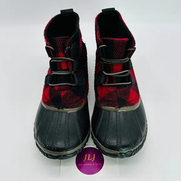 Sorel Women's Out N About Plus Buffalo Plaid Ankle Boots NL2544-011 Size 7