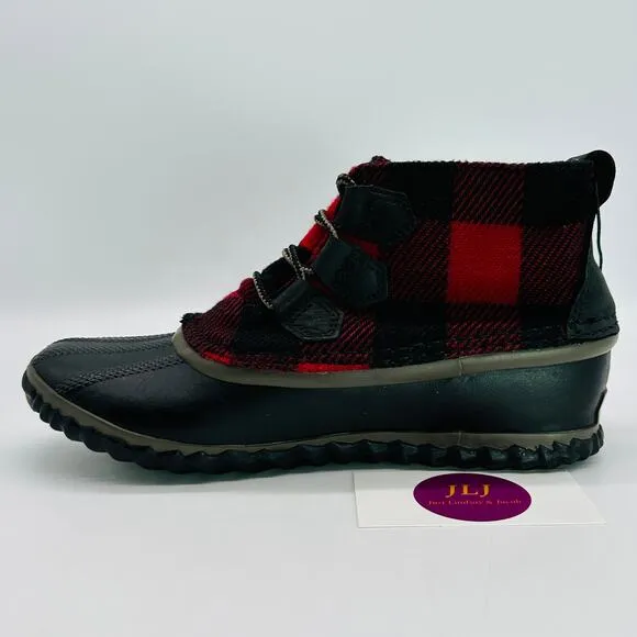 Sorel Women's Out N About Plus Buffalo Plaid Ankle Boots NL2544-011 Size 7