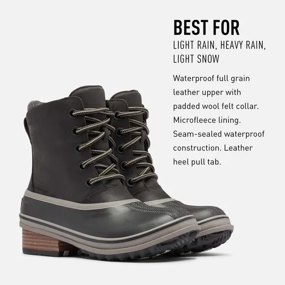 SOREL WOMEN'S SLIMPACK III LACE BOOT - BLACK - WATERPROOF LEATHER WINTER BO