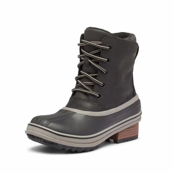 SOREL WOMEN'S SLIMPACK III LACE BOOT - BLACK - WATERPROOF LEATHER WINTER BO