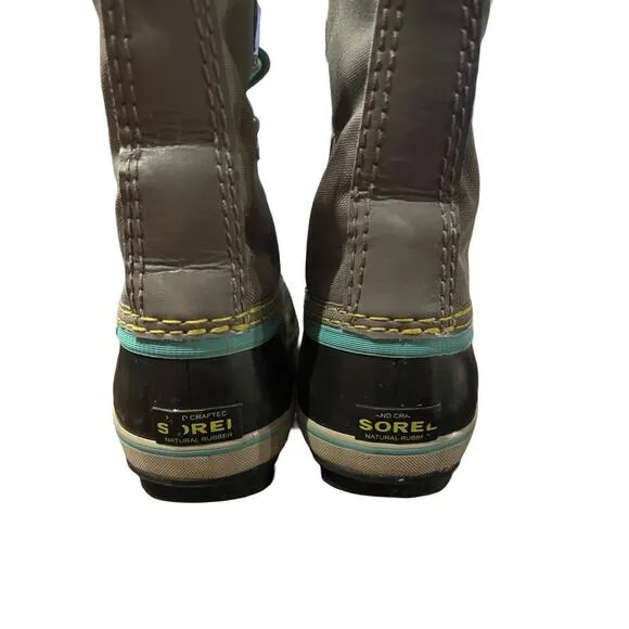 Sorel Yoot Pack Insulated Childs Waterproof Winter Boot Youth Size 3 Teal/Gray