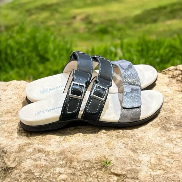 Spenco Total Support Orthotic Orchid Slide Sandals Size 7.
