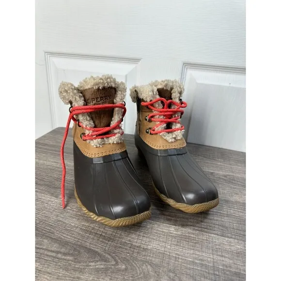 Sperry Saltwater Alpine Waterproof Rain Boots Women's size 8.5 Med Leather Duck