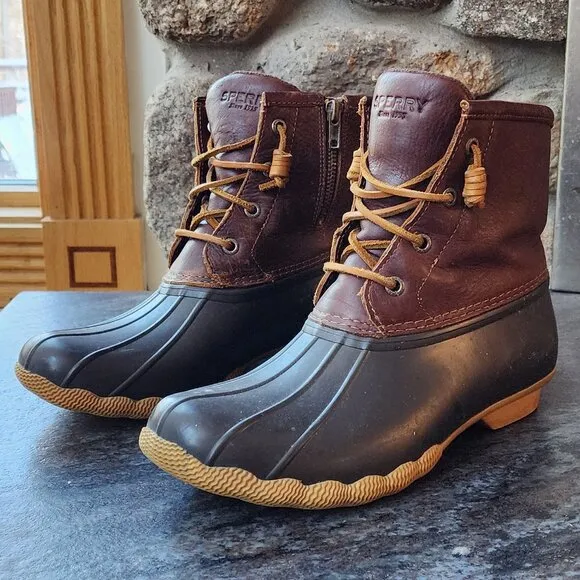 Sperry Saltwater Leather Waterproof Duck Boots Size 8M