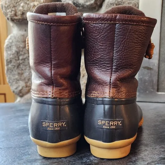 Sperry Saltwater Leather Waterproof Duck Boots Size 8M