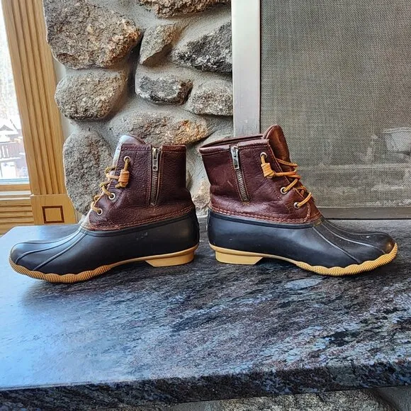 Sperry Saltwater Leather Waterproof Duck Boots Size 8M