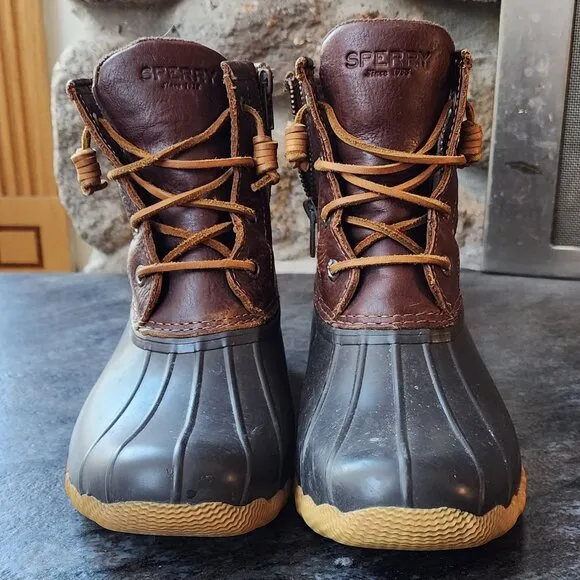 Sperry Saltwater Leather Waterproof Duck Boots Size 8M