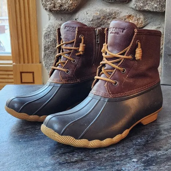 Sperry Saltwater Leather Waterproof Duck Boots Size 8M