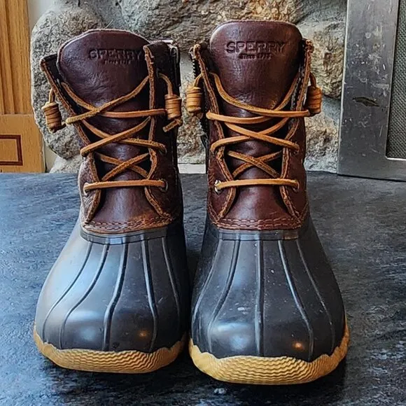 Sperry Saltwater Leather Waterproof Duck Boots Size 8M