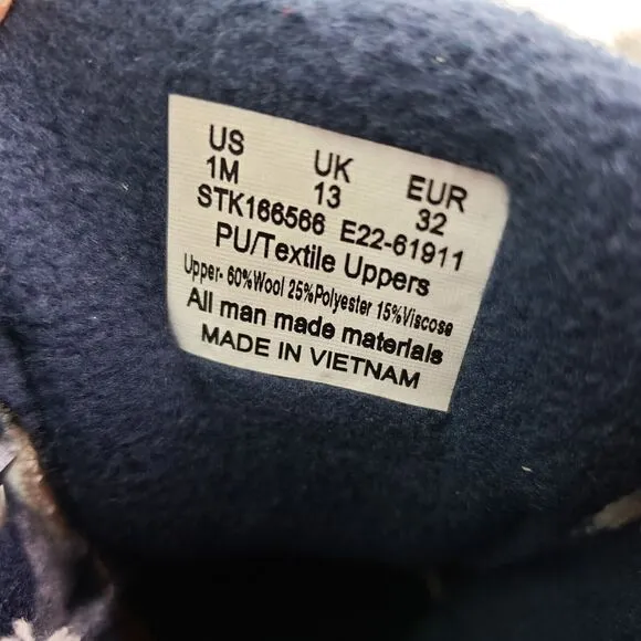 Sperry Top Sider Saltwater Youth Size 1Y Blue Plaid Wool Waterproof Duck Boots