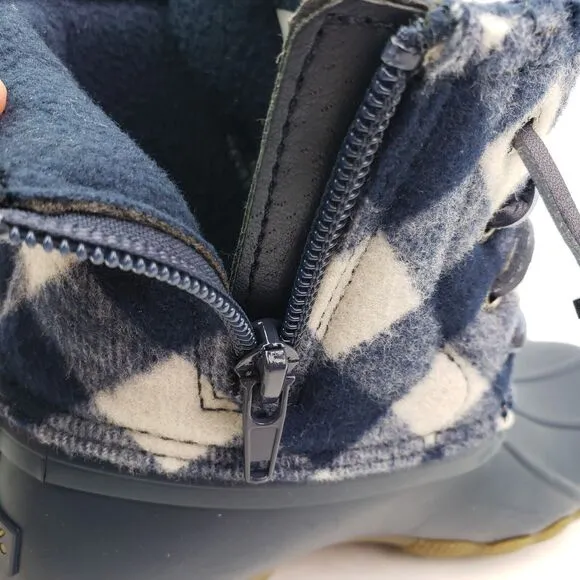 Sperry Top Sider Saltwater Youth Size 1Y Blue Plaid Wool Waterproof Duck Boots