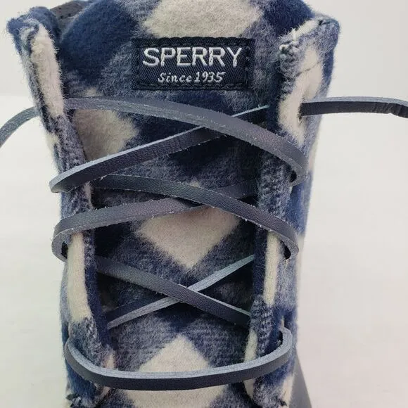 Sperry Top Sider Saltwater Youth Size 1Y Blue Plaid Wool Waterproof Duck Boots
