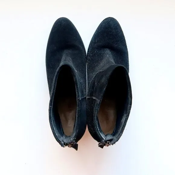 Splendid Black Suede Leather Almond Toe Block Heel Ankle Boots Booties Size 9.5