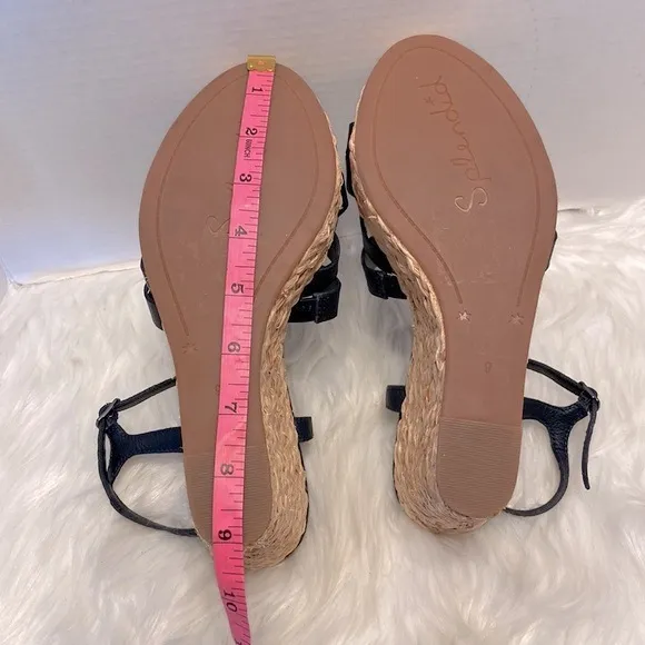 Splendid Women's Madelaine Leather Open Toe Ankle Strap Wedge Sandals Size 9