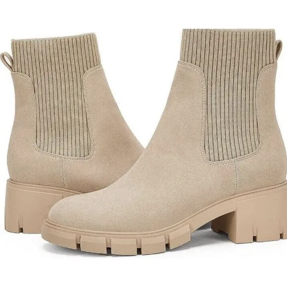 Sprit Womens Platform Ankle Boots Elastic Chunky Block Heel Chelsea Booties...