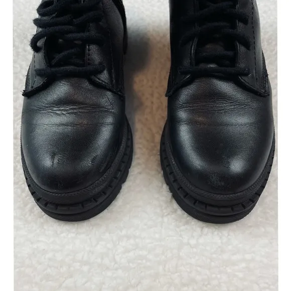 STEVE MADDEN • Black Jamisyn Leather Combat Boots