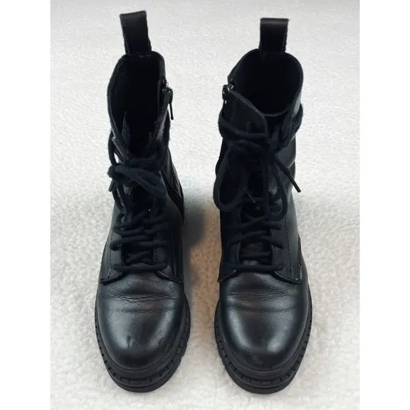 STEVE MADDEN • Black Jamisyn Leather Combat Boots