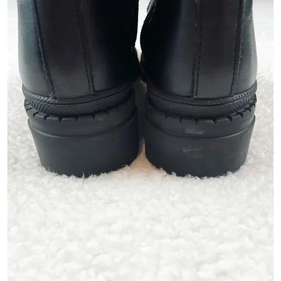 STEVE MADDEN • Black Jamisyn Leather Combat Boots
