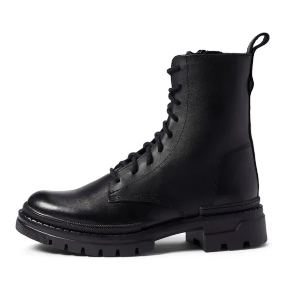 STEVE MADDEN • Black Jamisyn Leather Combat Boots