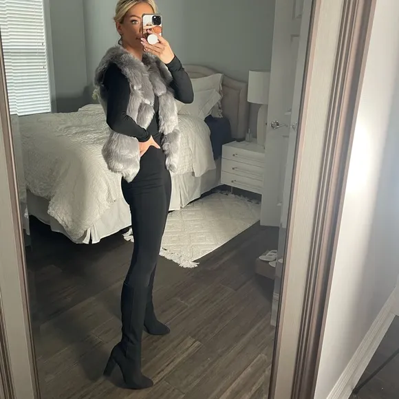Steve Madden Black Suede Chunky Heel Boots