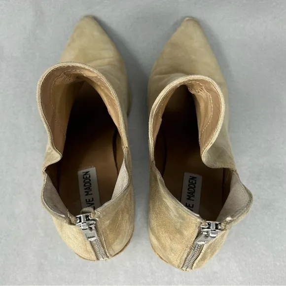 Steve Madden Boots Womens Size 9M Suede Pointed Toe Block Heel V Cut Booties