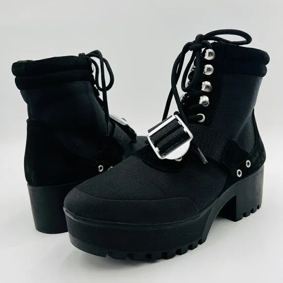 Steve Madden Grady Black Chunky Black Boots Size 8
