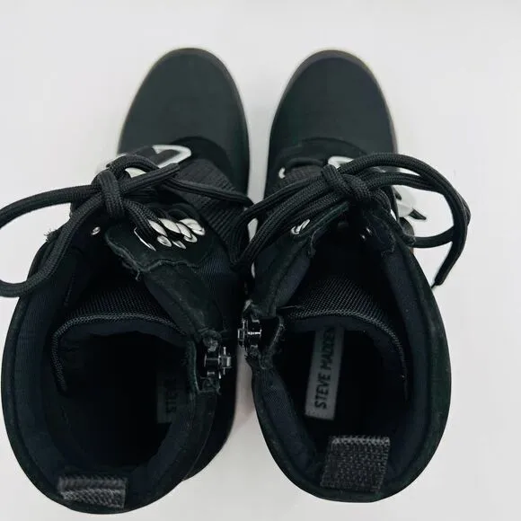 Steve Madden Grady Black Chunky Black Boots Size 8