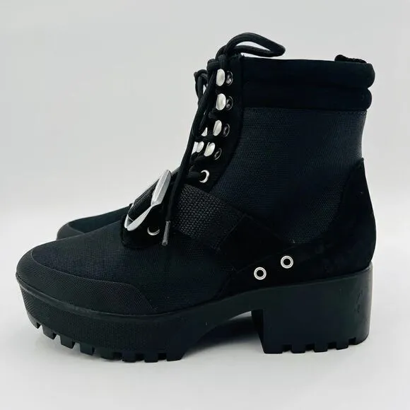 Steve Madden Grady Black Chunky Black Boots Size 8