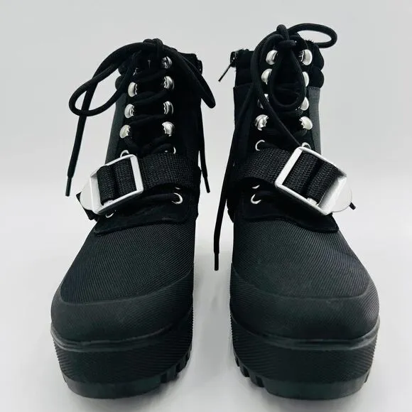 Steve Madden Grady Black Chunky Black Boots Size 8