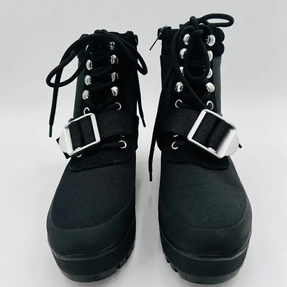Steve Madden Grady Black Chunky Black Boots Size 8
